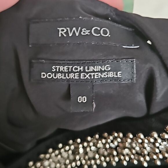 RW&CO Pleated Beaded Cut Out Mini Dress Black & Silver 00 - Picture 7 of 16